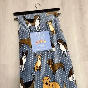Dog Patterned Blue Blanket